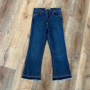 Zara Wide Leg Flared Raw Hem Jeans - Size 6